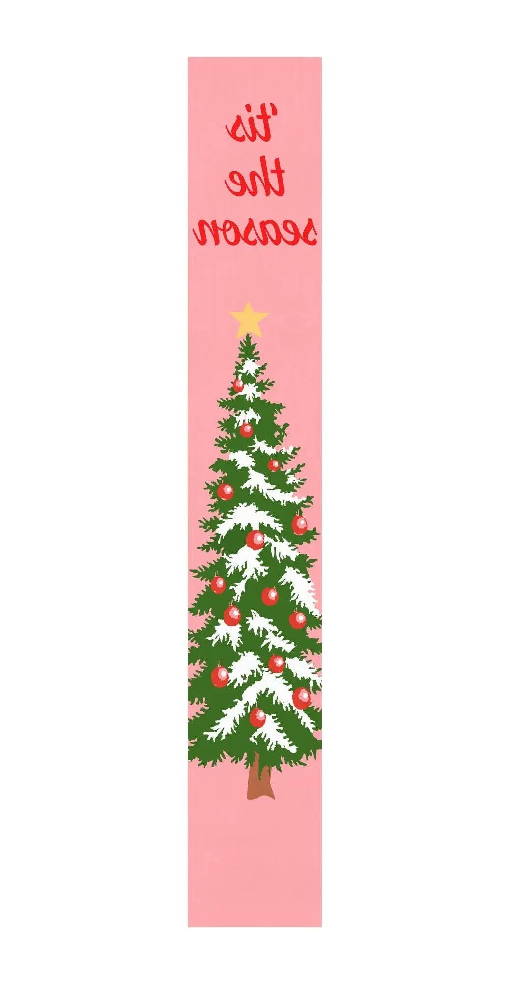 59" Green Pink And White Solid Wood Christmas Christmas Tree Porch Sign Homeroots Outdoor