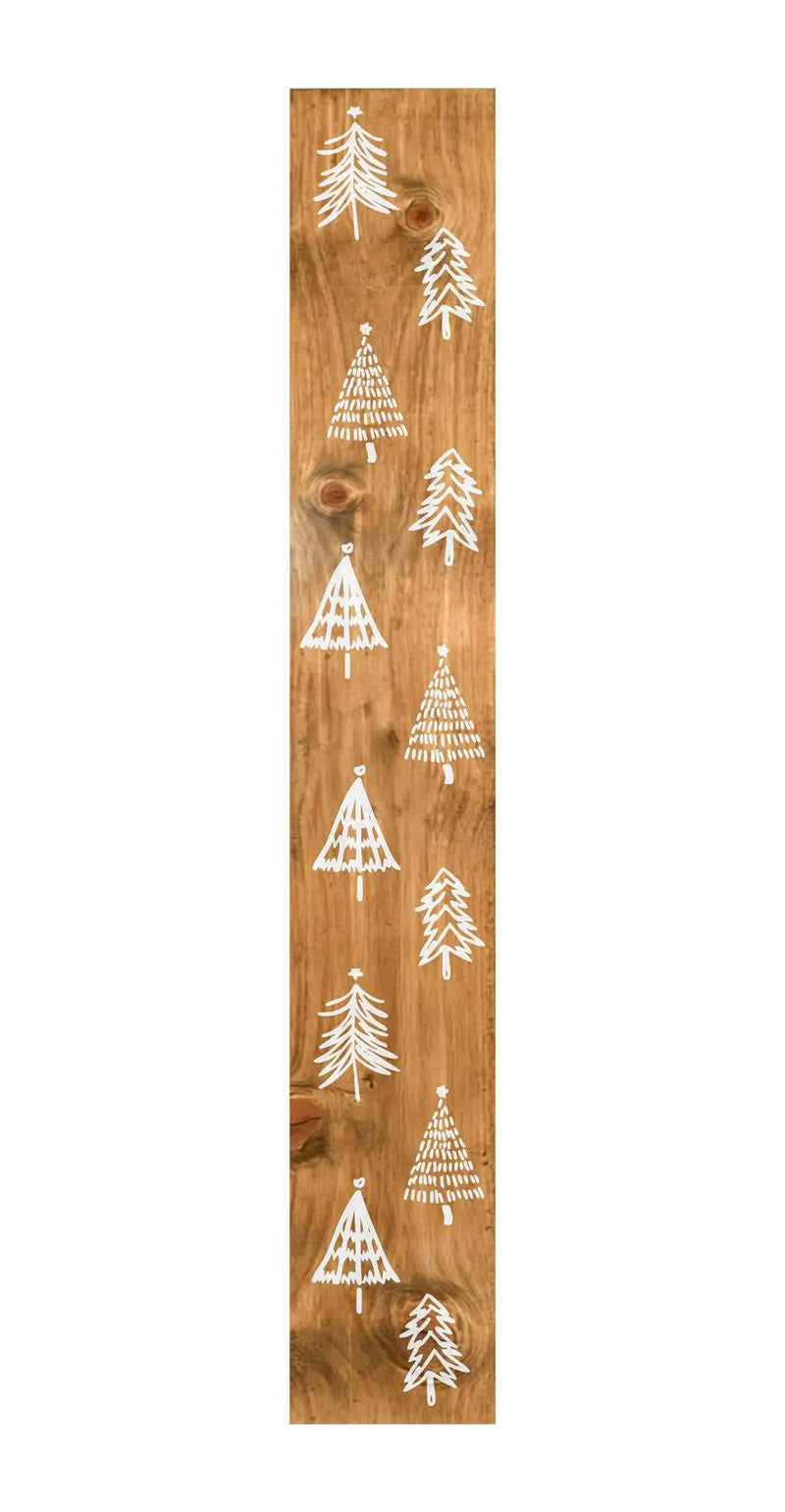 59" Natural And White Solid Wood Christmas Christmas Trees Porch Sign Homeroots Outdoor