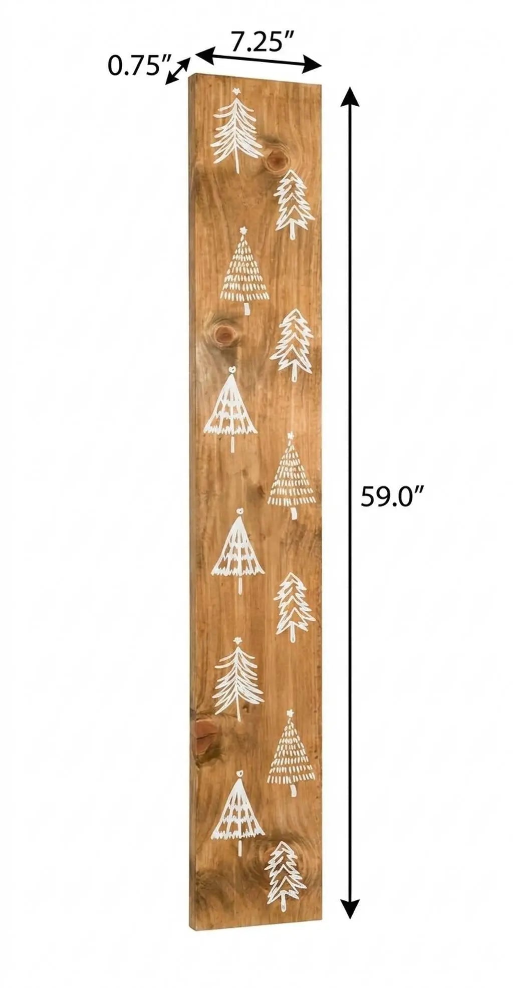 59" Natural And White Solid Wood Christmas Christmas Trees Porch Sign Homeroots Outdoor