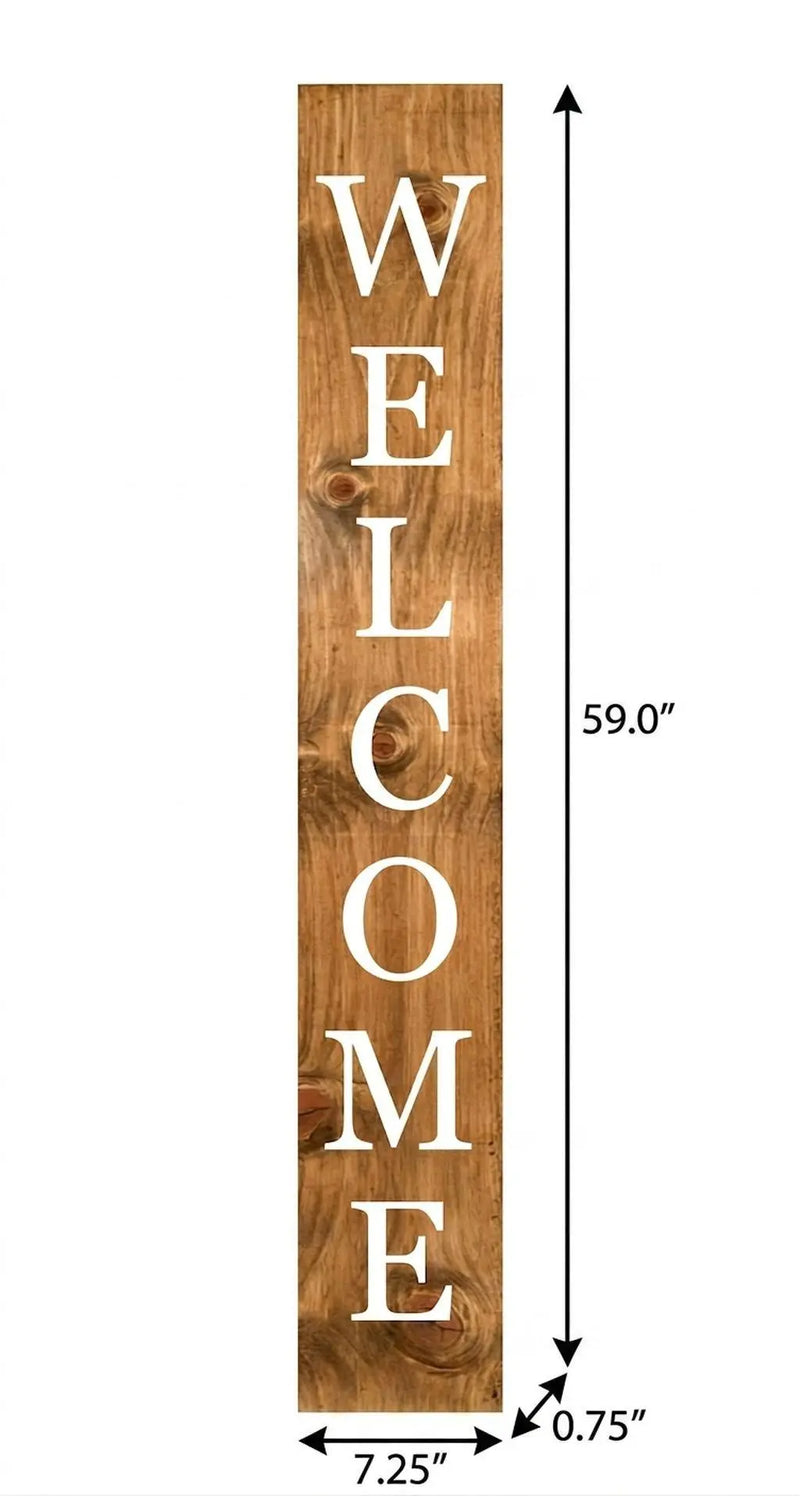59" Natural And White Solid Wood Welcome Porch Sign Homeroots Outdoor