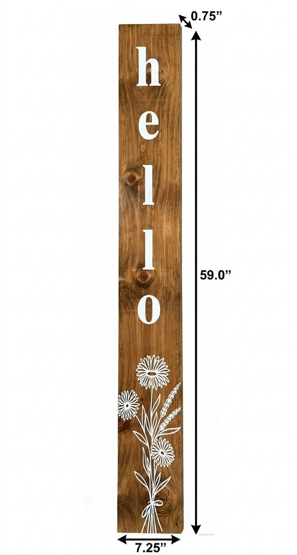 59" Natural And White Solid Wood Wildflowers Hello Porch Sign Homeroots Outdoor