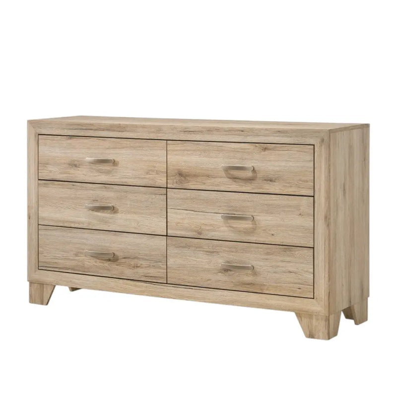 59" Natural Brown Manufactured Wood Six Drawer Double Dresser Homeroots Bed & Bath