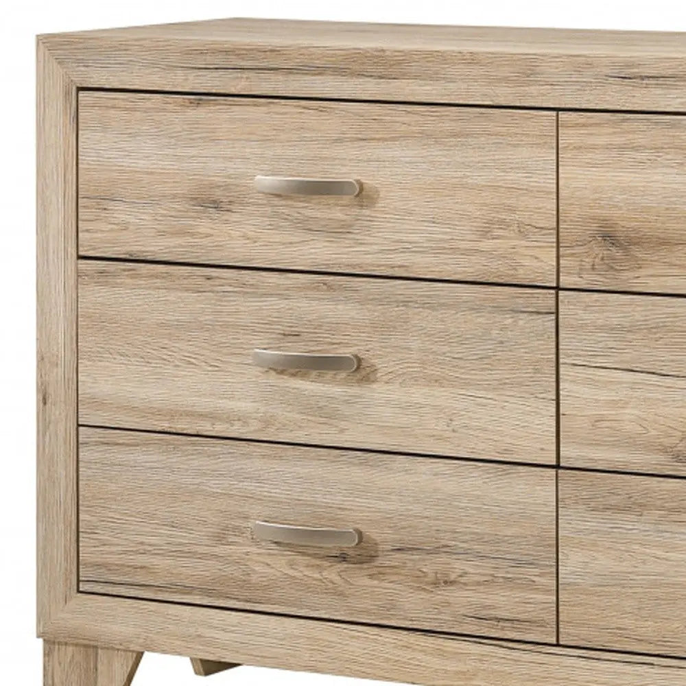 59" Natural Brown Manufactured Wood Six Drawer Double Dresser Homeroots Bed & Bath