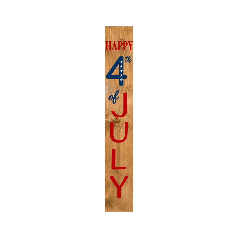 59" Natural Red White And Blue Solid Wood Happy July 4th Porch Sign Homeroots Outdoor