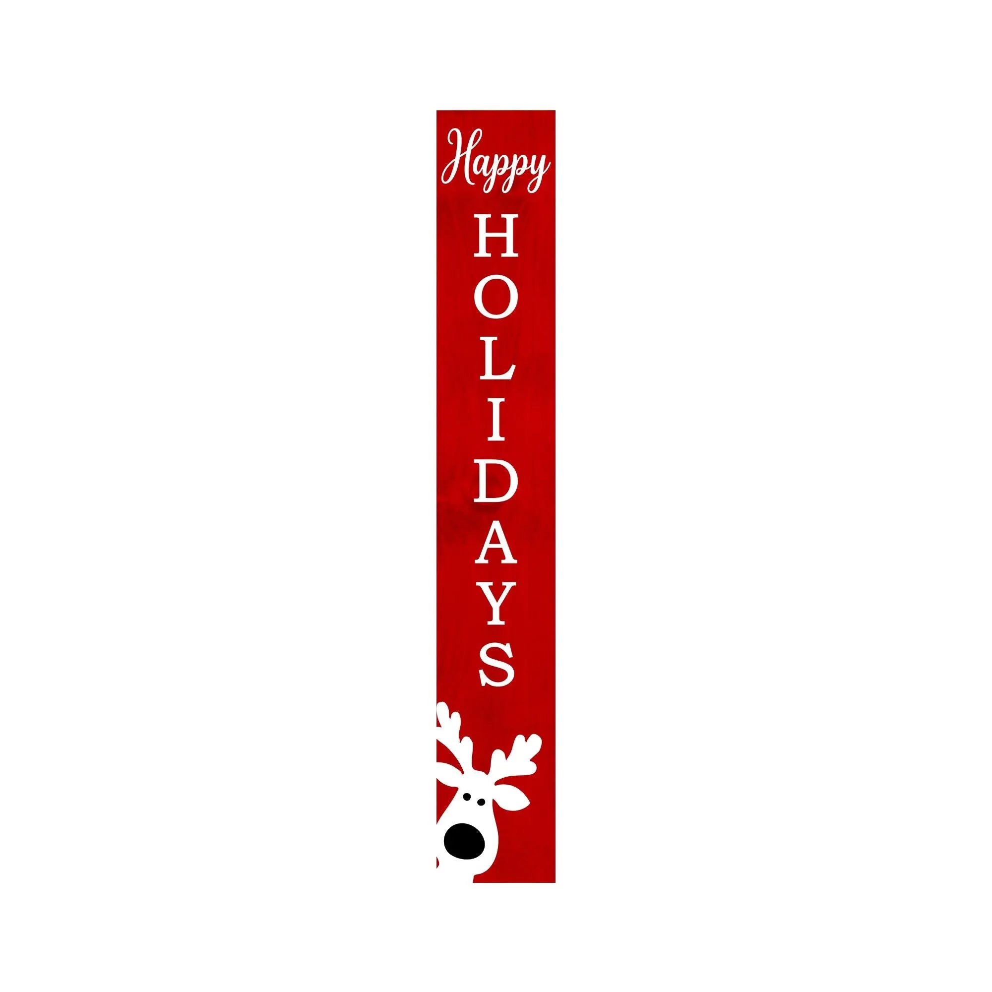 59" Red And White Solid Wood Happy Holidays Christmas Reindeer Porch Sign Homeroots Outdoor