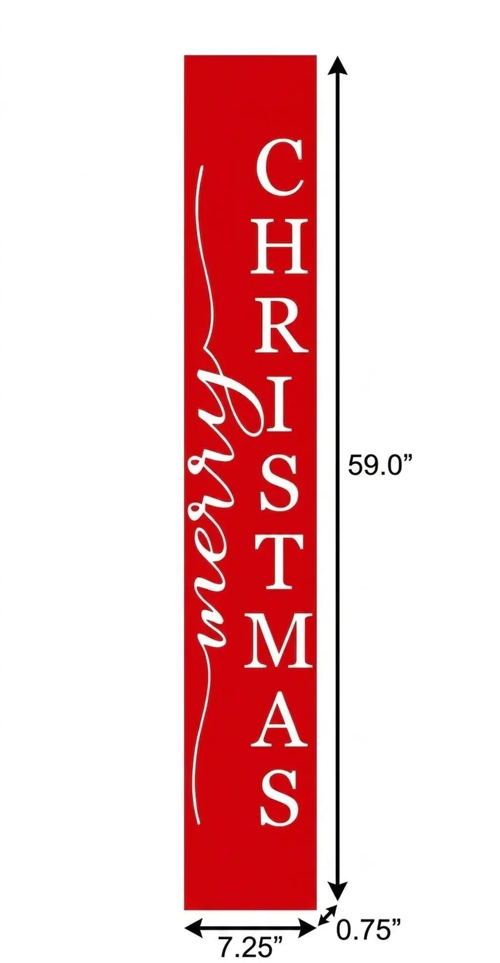 59" Red And White Solid Wood Merry Christmas Christmas Snow Scene Porch Sign Homeroots Outdoor