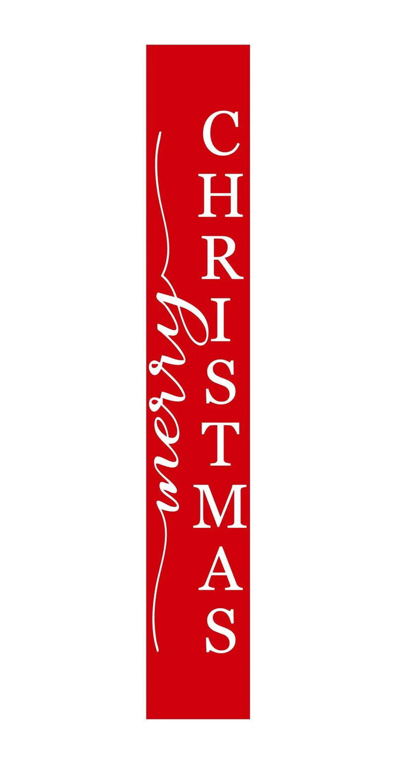 59" Red And White Solid Wood Merry Christmas Christmas Snow Scene Porch Sign Homeroots Outdoor