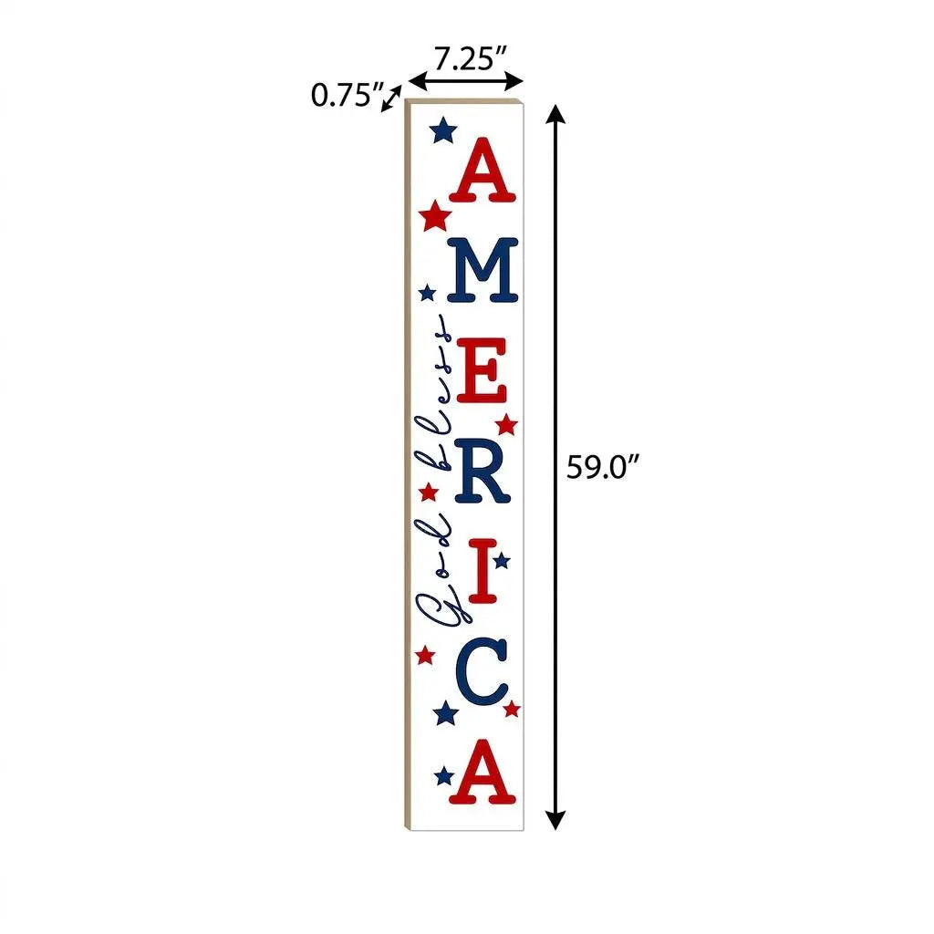 59" Red White And Blue Solid Wood God Bless America Porch Sign Homeroots Outdoor