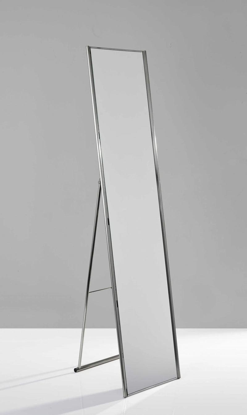 59" Silver Metal Framed Cheval Standing Mirror - GreatEagleInc