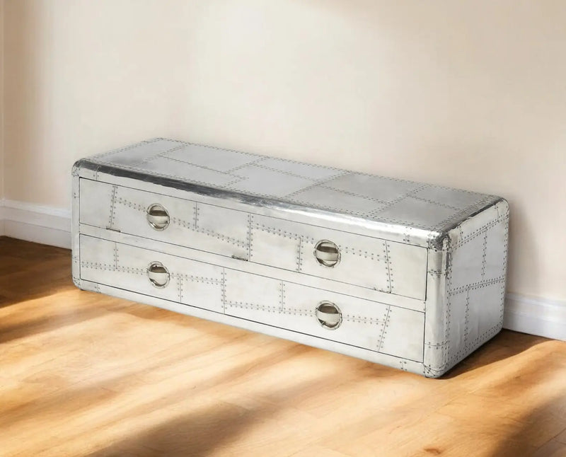 59" Silver Solid Wood Enclosed and Open Storage TV Stand Homeroots Living Room