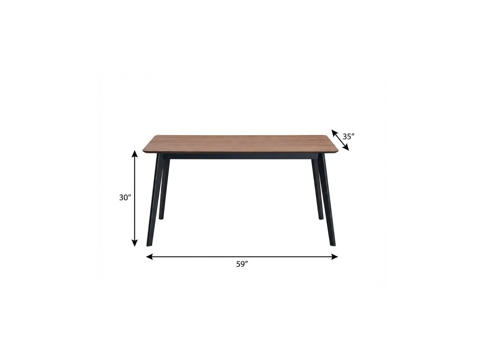 59" Walnut and Black Wood Dining Table Homeroots Kitchen & Dining