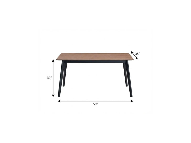 59" Walnut and Black Wood Dining Table Homeroots Kitchen & Dining