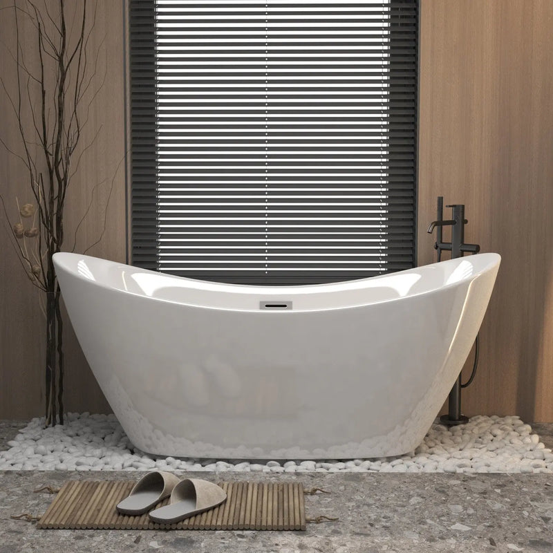 59" White Acrylic Oval Bath Tub Homeroots Bed & Bath