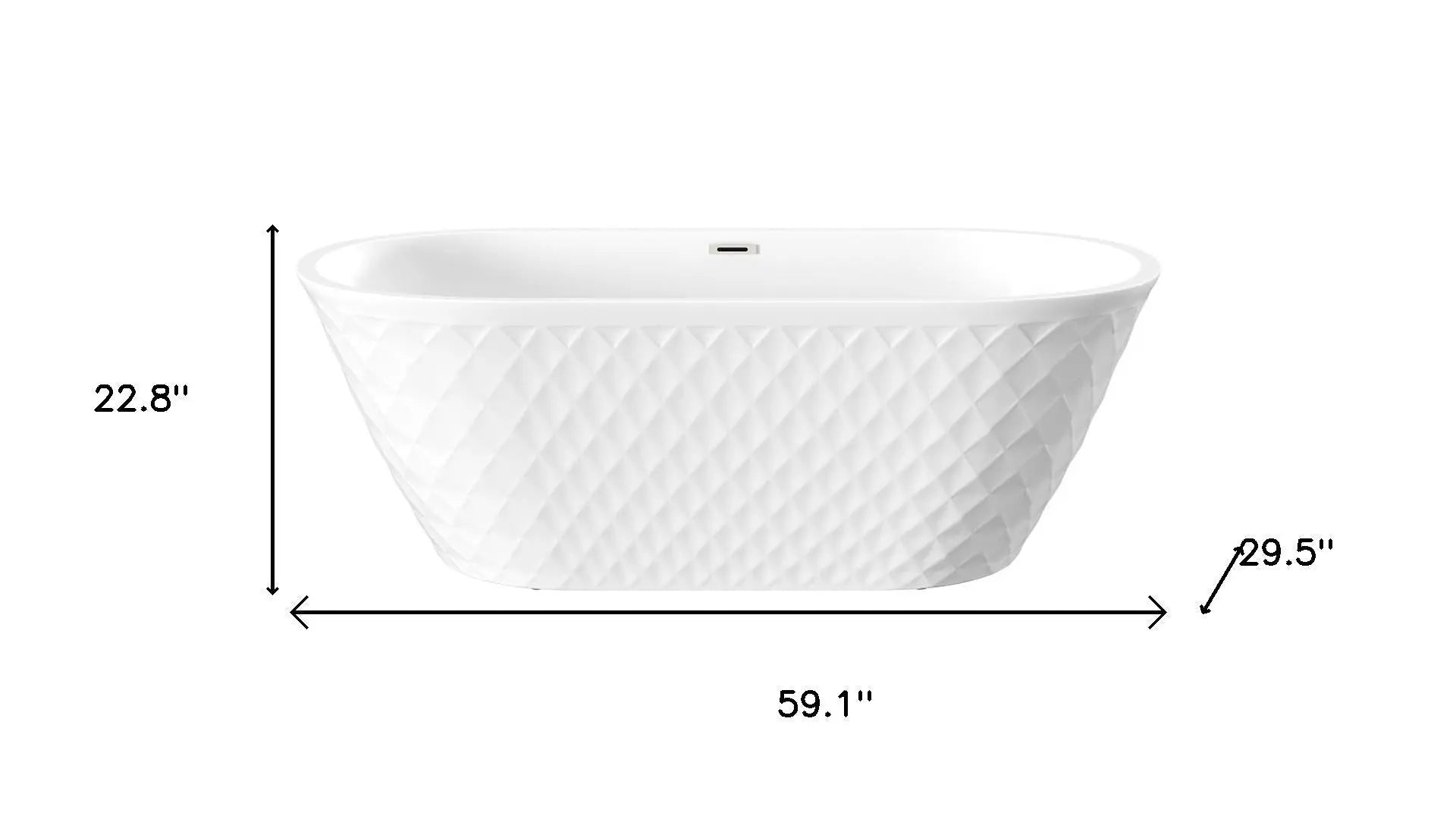 59" White Acrylic Oval Bath Tub Homeroots Bed & Bath