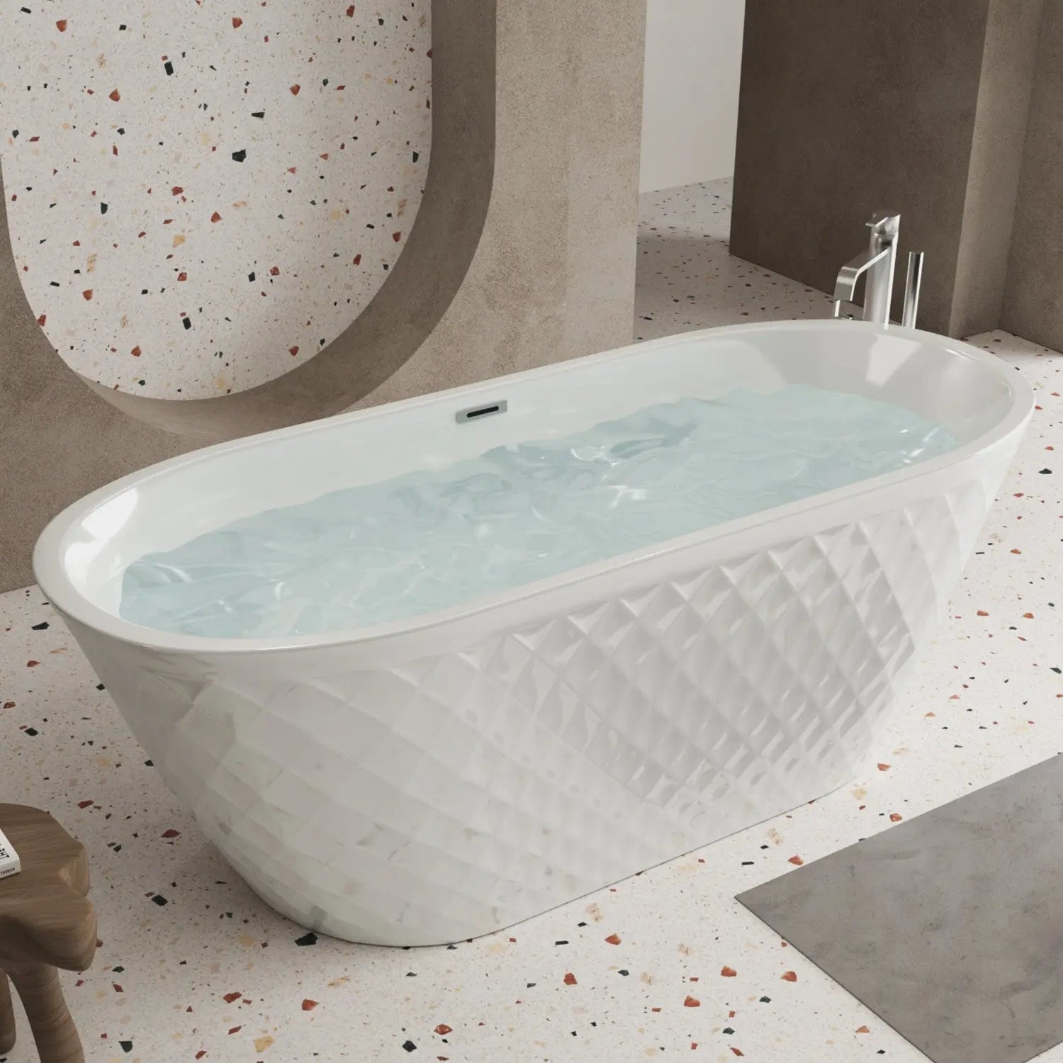 59" White Acrylic Oval Bath Tub Homeroots Bed & Bath