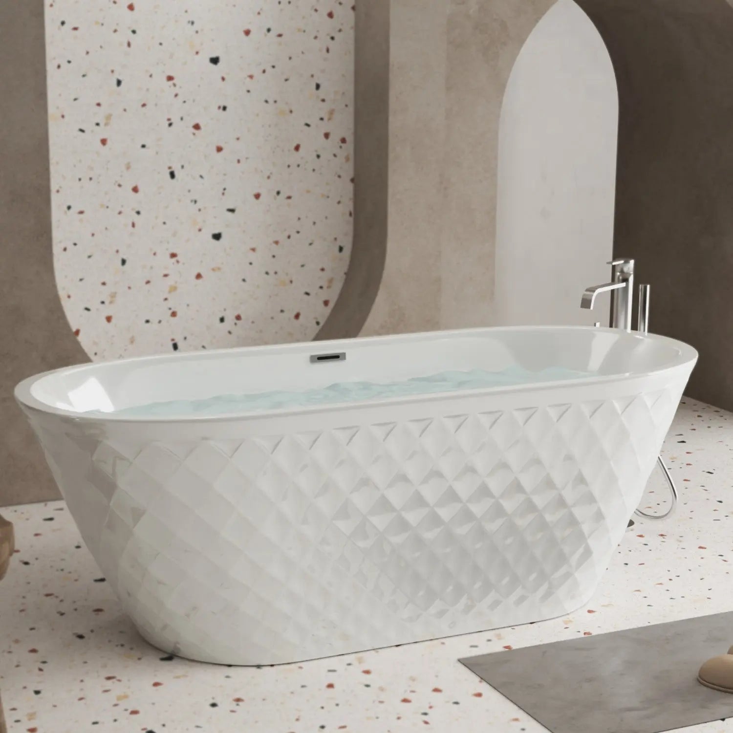 59" White Acrylic Oval Bath Tub Homeroots Bed & Bath