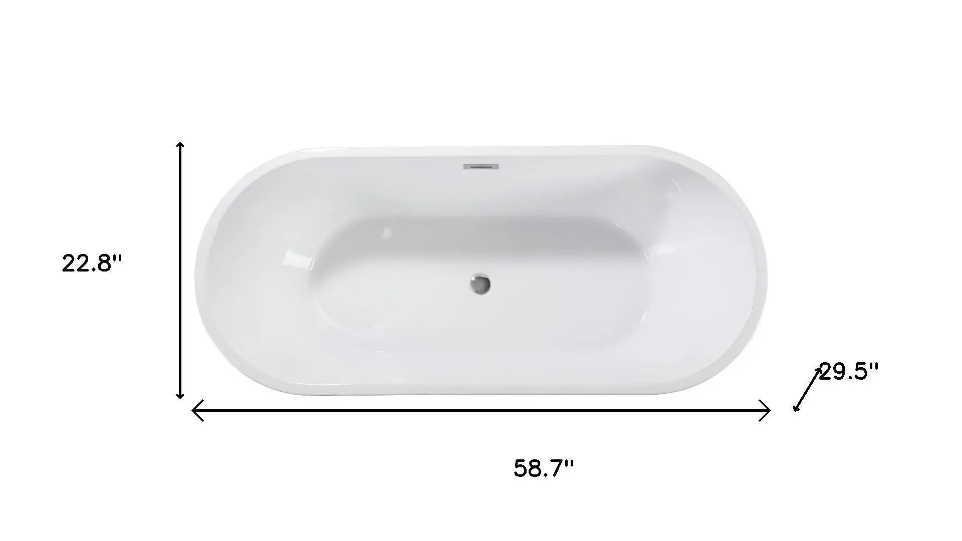 59" White Acrylic Oval Bath Tub Homeroots Bed & Bath