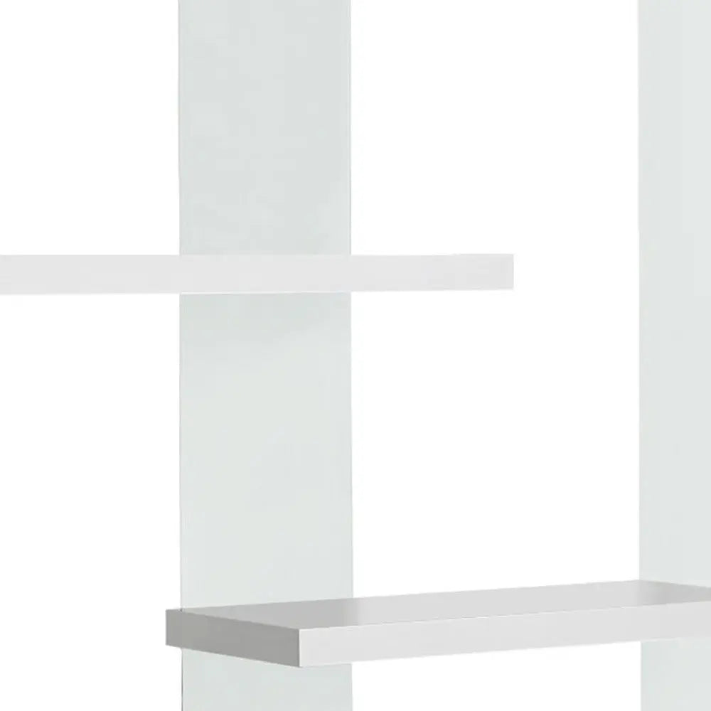 59" White And Clear Glass and Wood Four Tier Etagere Bookcase Homeroots Office