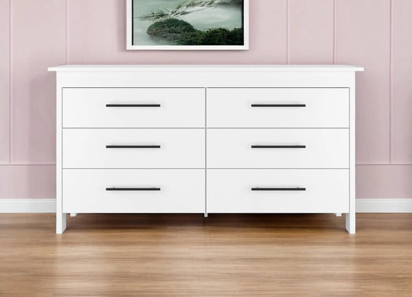 59" White Six Drawer Double Dresser Homeroots Bed & Bath