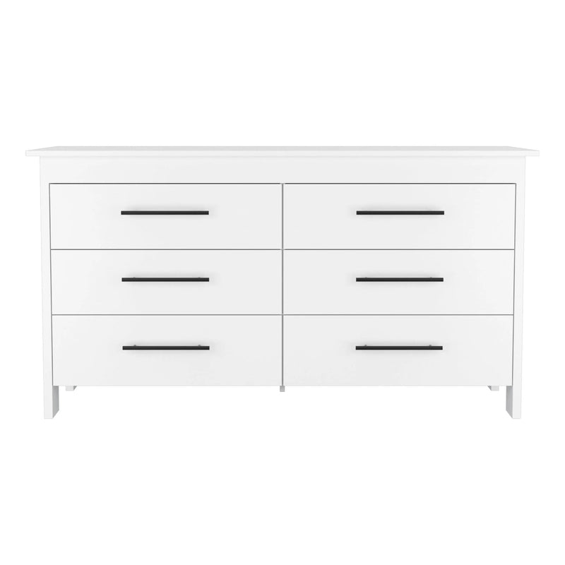 59" White Six Drawer Double Dresser Homeroots Bed & Bath