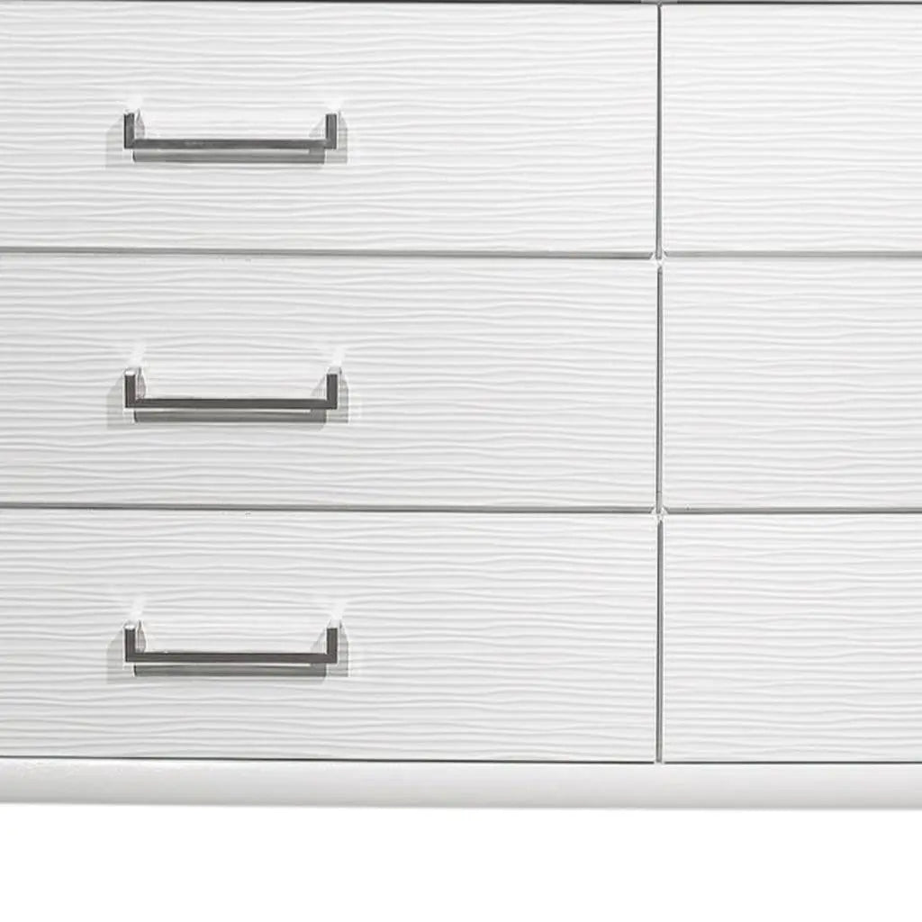 59" White Solid Wood Mirrored Nine Drawer Homeroots Bed & Bath