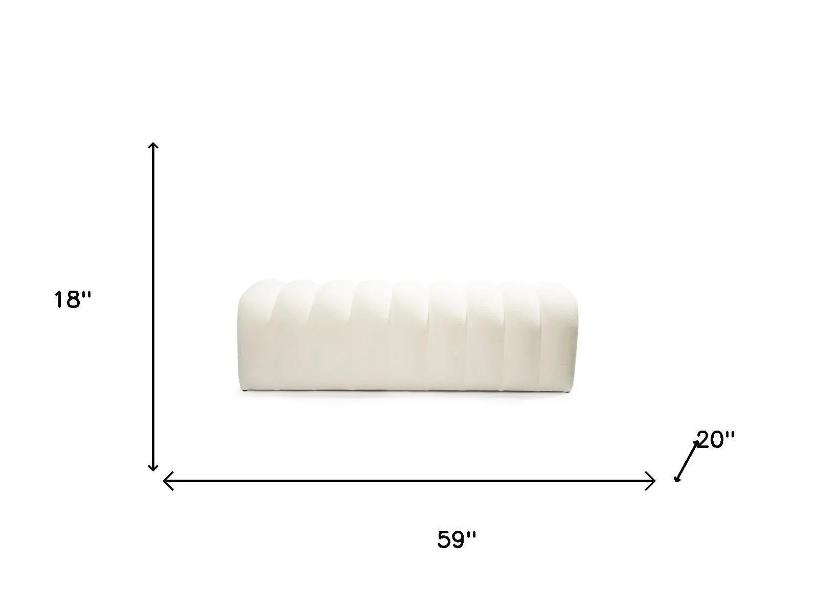 59" White Tufted Boucle Upholstered Bench Homeroots Living Room