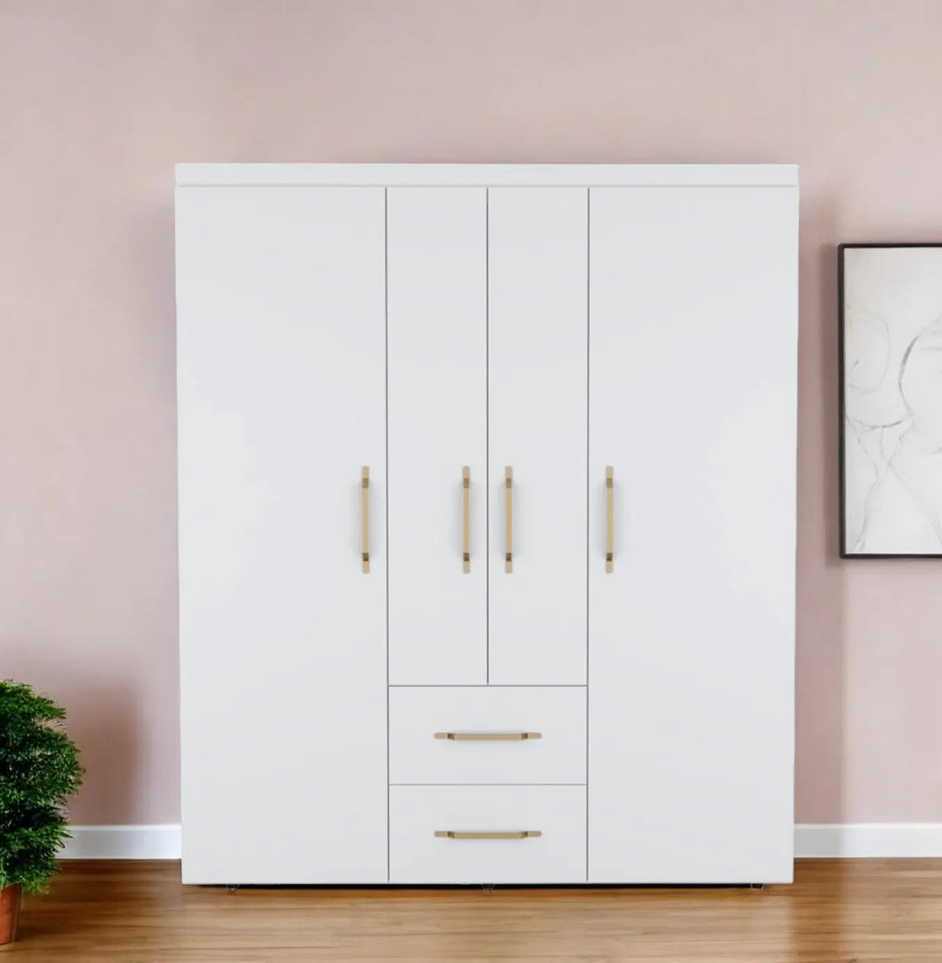 59" White Two Drawer Combo Dresser - GreatEagleInc