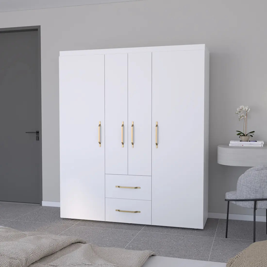 59" White Two Drawer Combo Dresser - GreatEagleInc