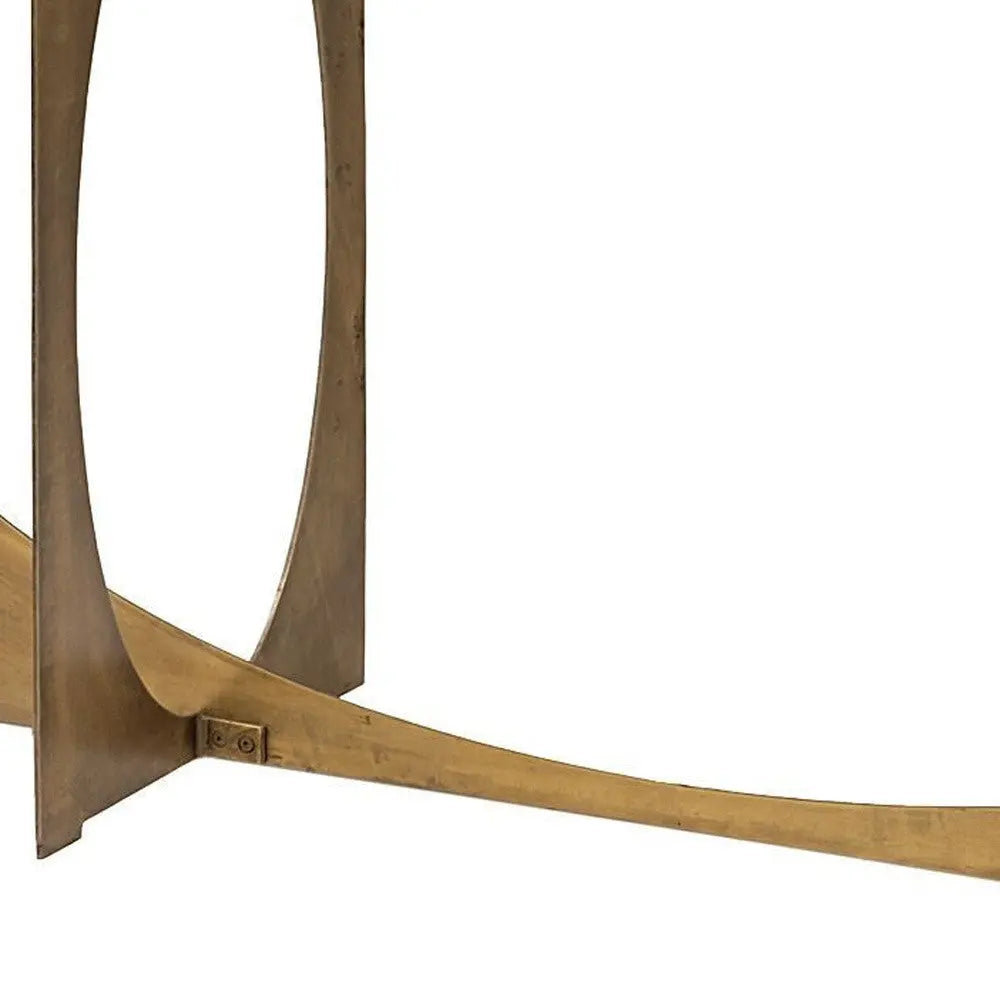 59" White and Gold Genuine Marble and Metal Geo Base Console Table Homeroots Living Room