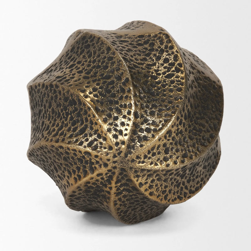 5" Antiqued Gold Metal Sphere Tabletop Sculpture Homeroots Home Decor