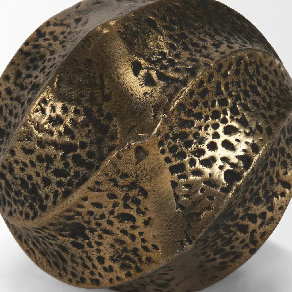 5" Antiqued Gold Metal Sphere Tabletop Sculpture Homeroots Home Decor