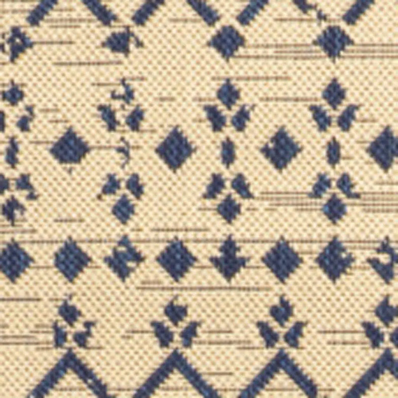 5' Beige And Navy Blue Square Trellis Indoor Outdoor Area Rug Homeroots Outdoor