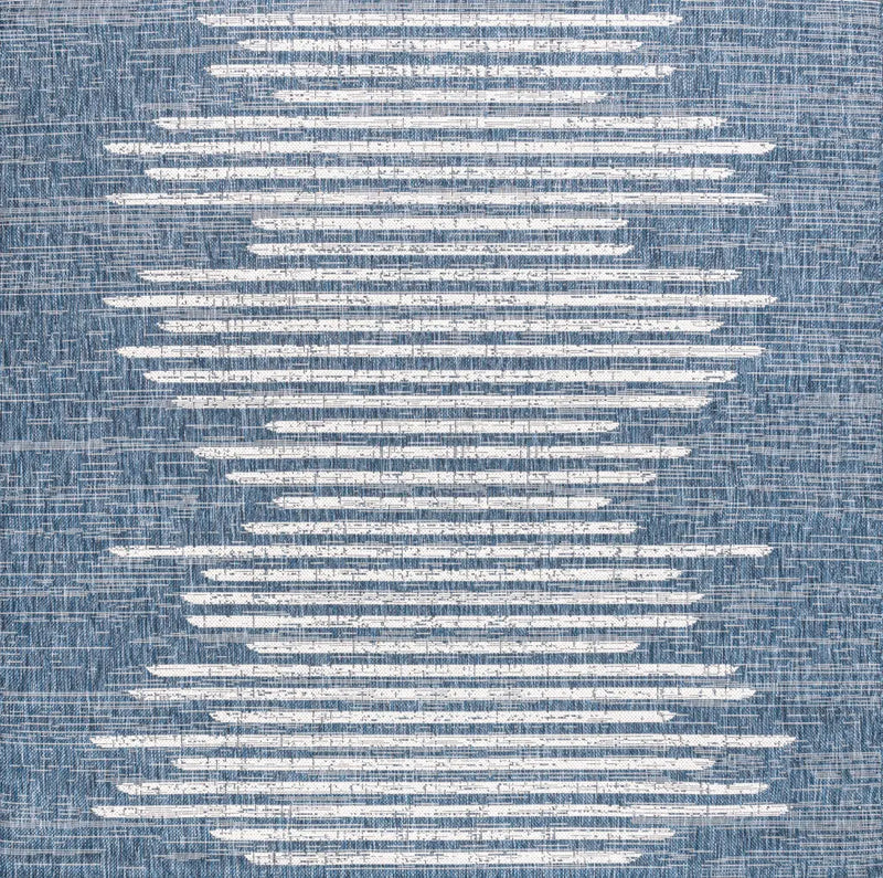 5' Blue And Ivory Square Striped Indoor Outdoor Area Rug Homeroots Outdoor