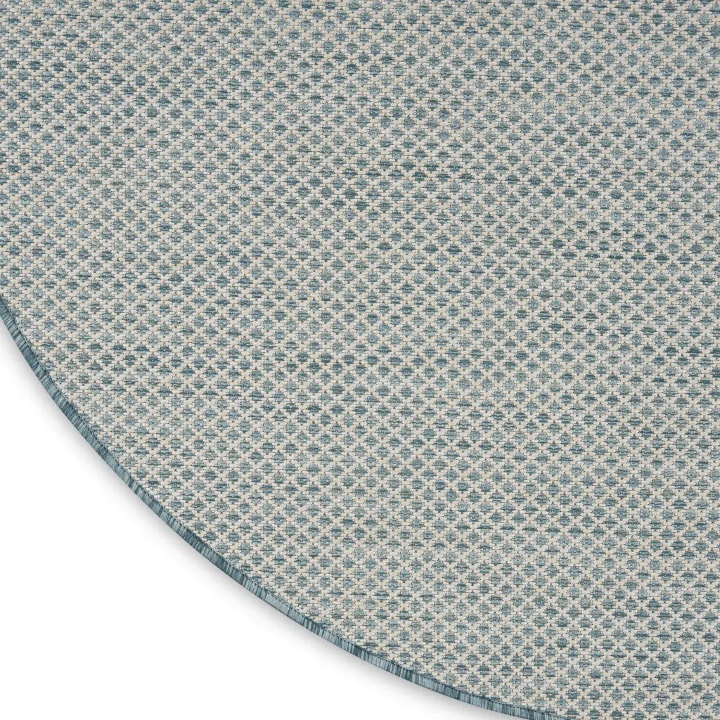 5' Blue Round Geometric Power Loom Area Rug Homeroots Outdoor