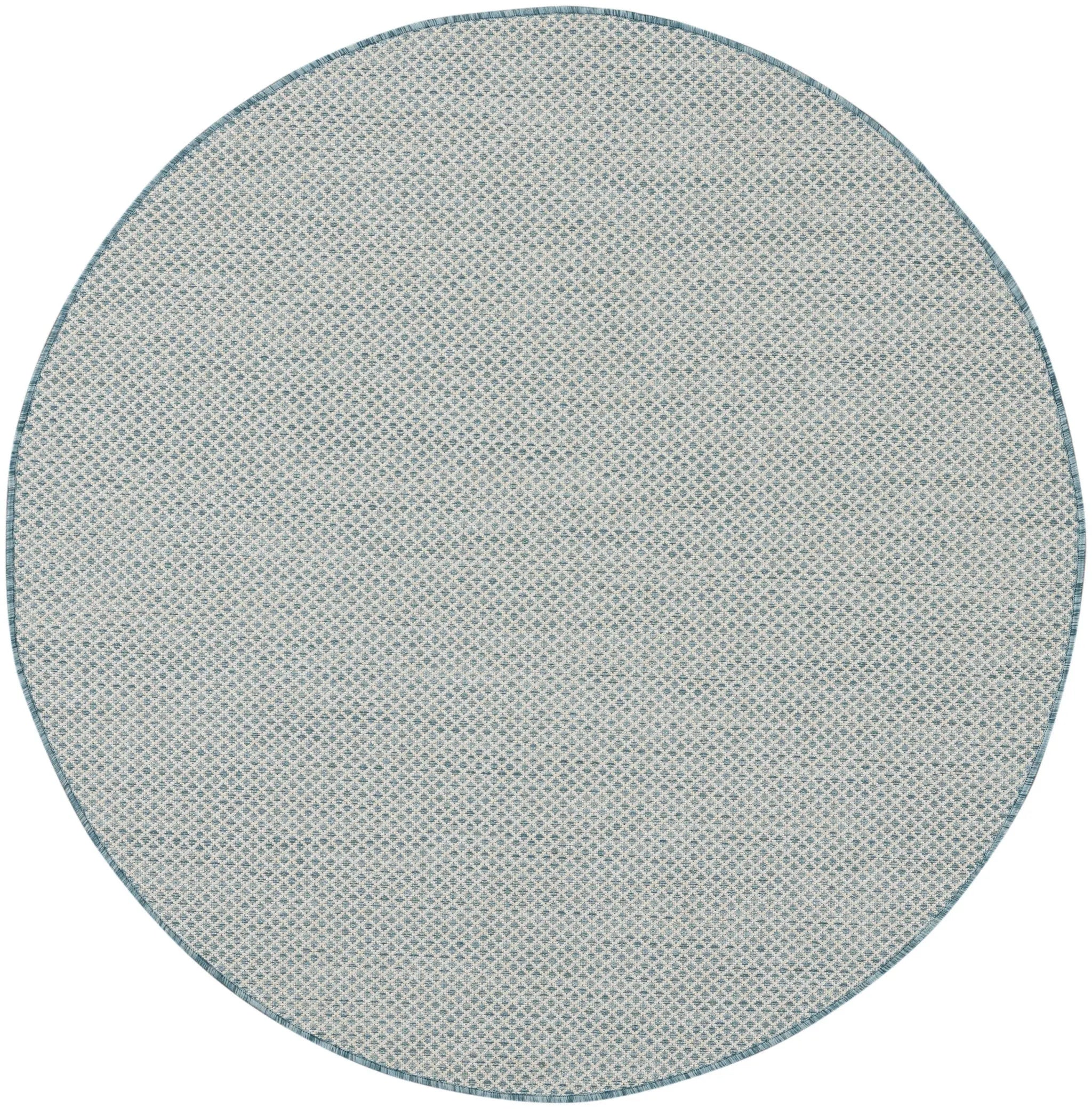 5' Blue Round Geometric Power Loom Area Rug Homeroots Outdoor
