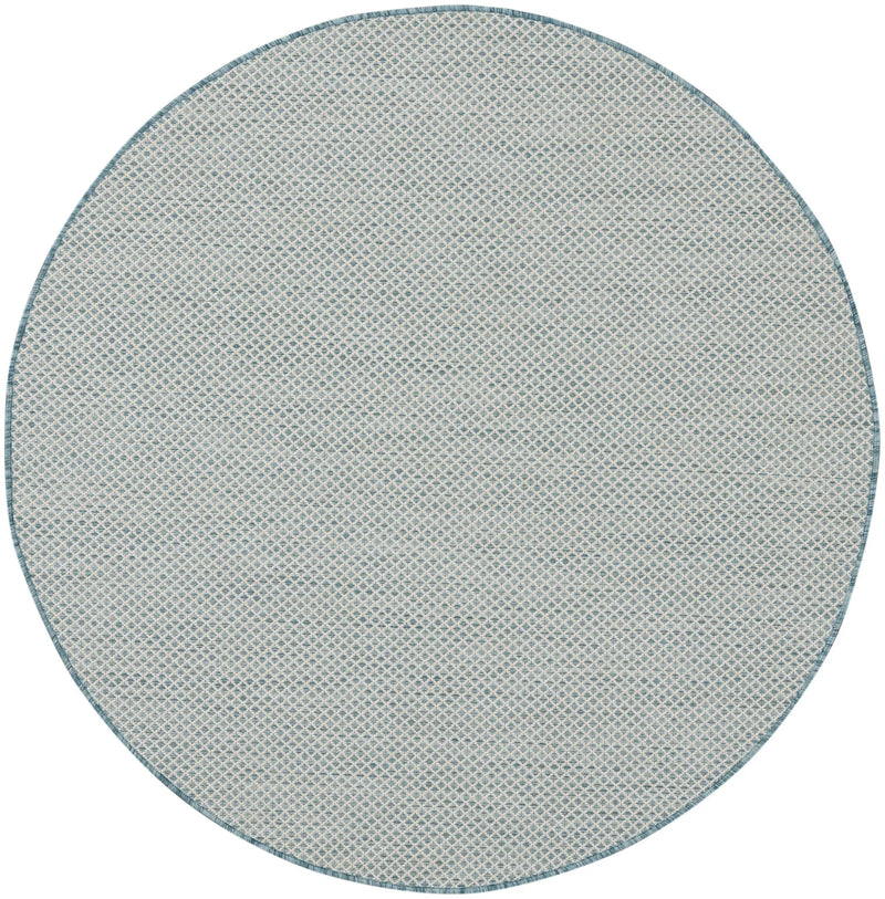 5' Blue Round Geometric Power Loom Area Rug Homeroots Outdoor