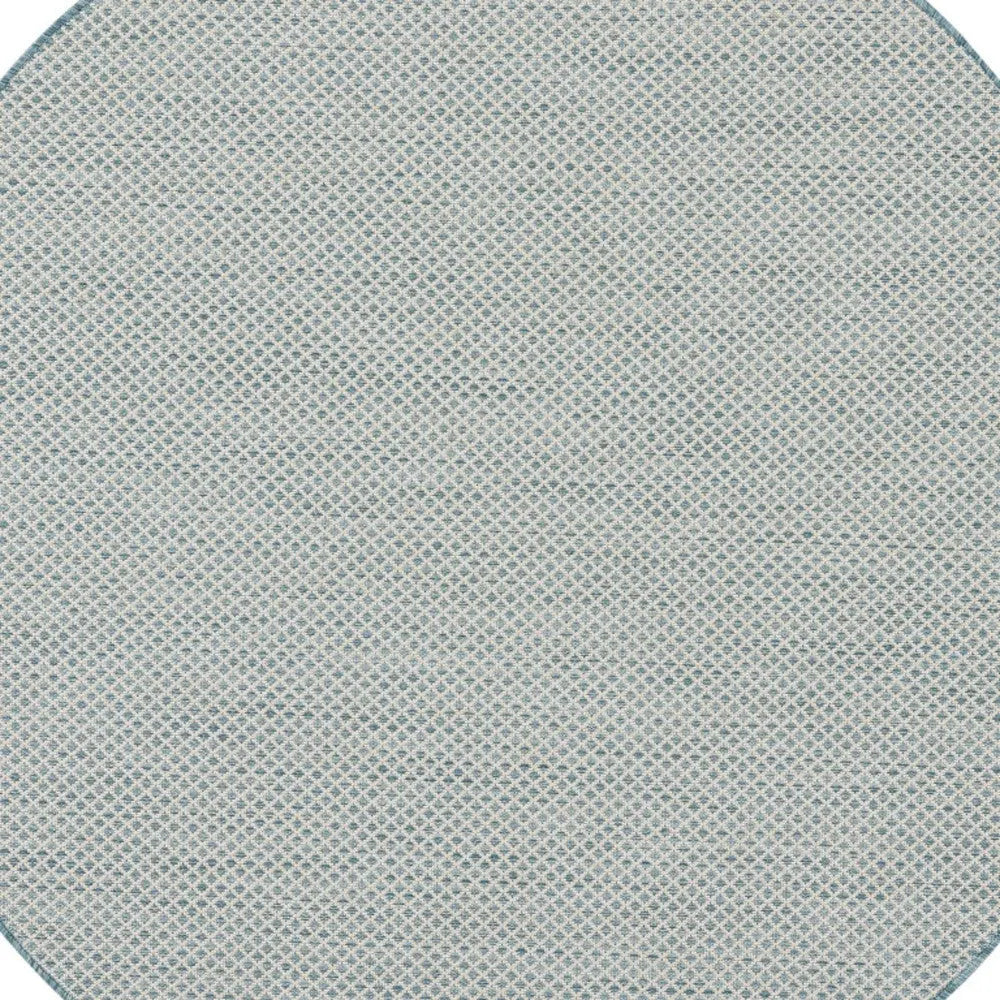 5' Blue Round Geometric Power Loom Area Rug Homeroots Outdoor