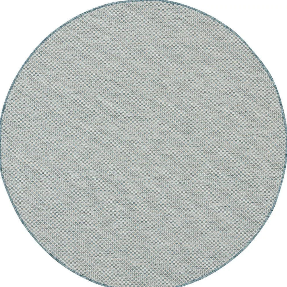 5' Blue Round Geometric Power Loom Area Rug Homeroots Outdoor