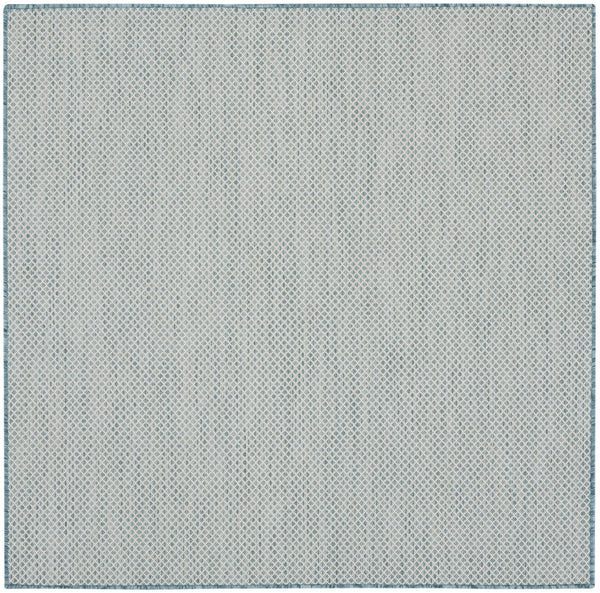 5' Blue Square Geometric Power Loom Area Rug Homeroots Outdoor