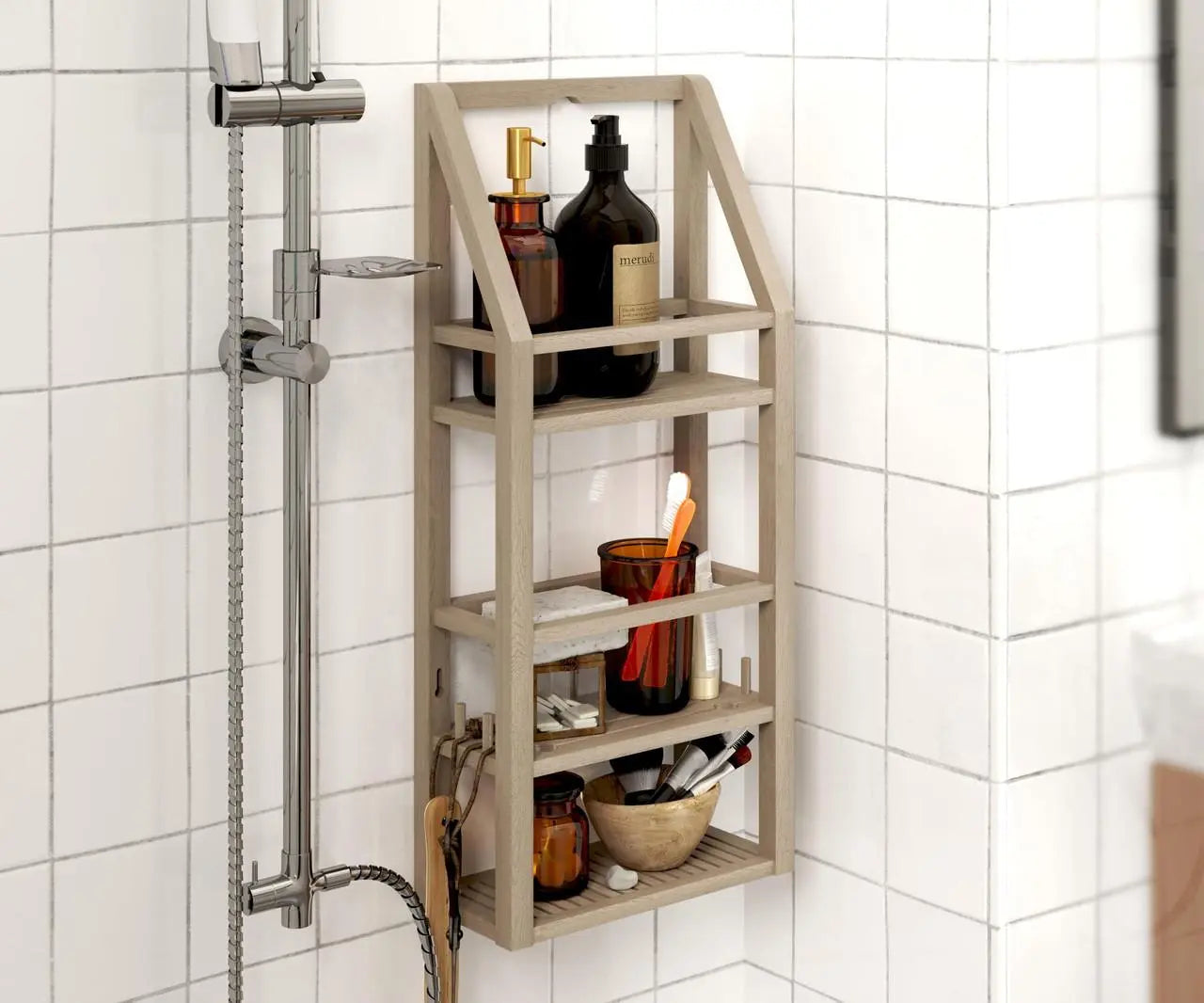 5" Brown Solid Wood Bathroom Storage Furniture Set Homeroots Organization
