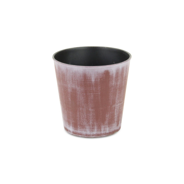 5" Brown and Off White Textural Tone On Tone Recycled Plastic Indoor Outdoor Round Pot Planter Homeroots Outdoor