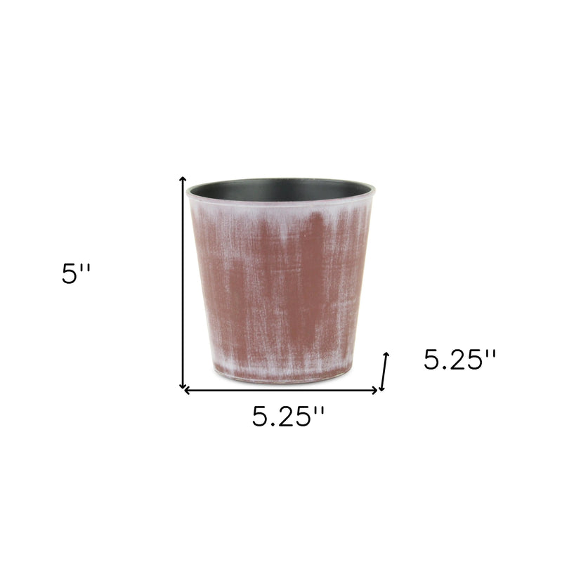 5" Brown and Off White Textural Tone On Tone Recycled Plastic Indoor Outdoor Round Pot Planter Homeroots Outdoor