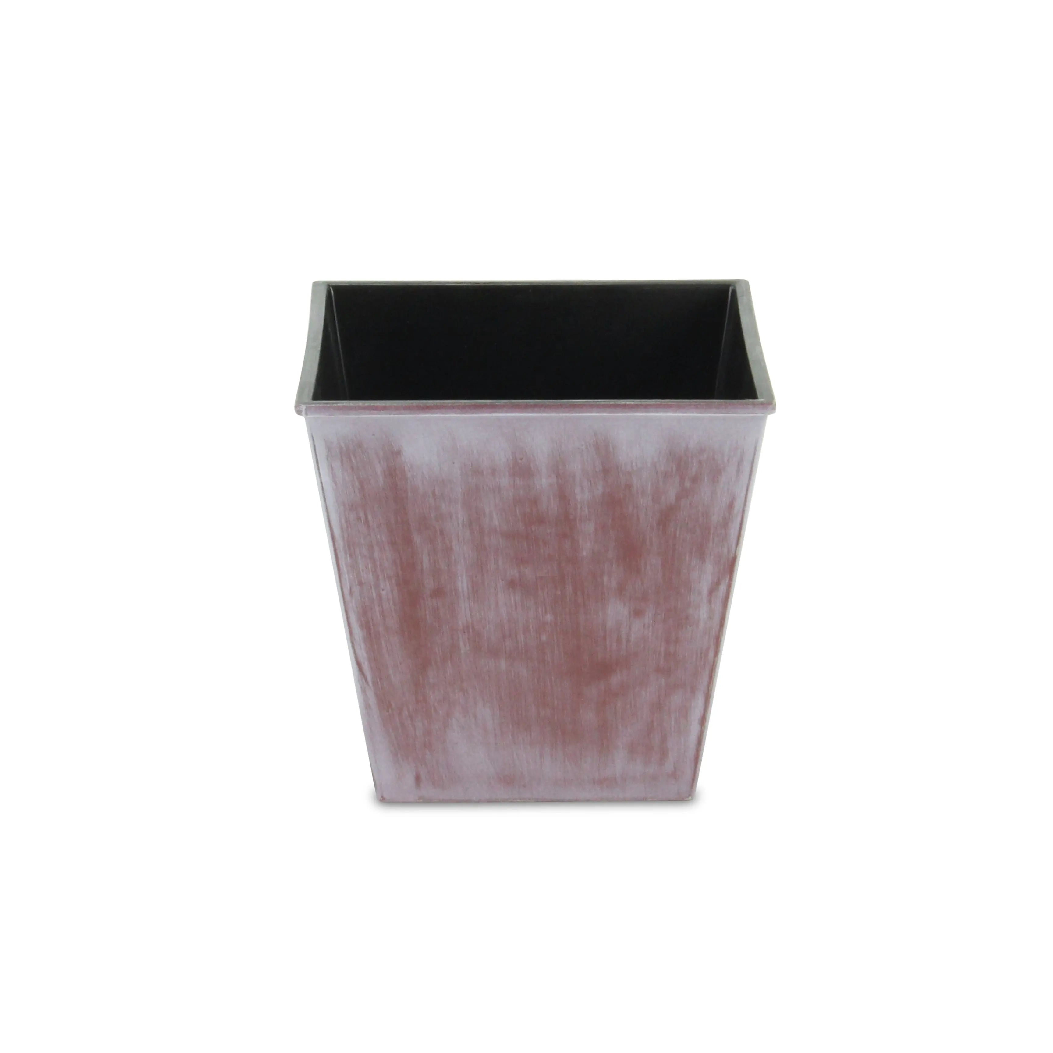 5" Brown and Off White Textural Tone On Tone Recycled Plastic Indoor Outdoor Square Pot Planter Homeroots Outdoor