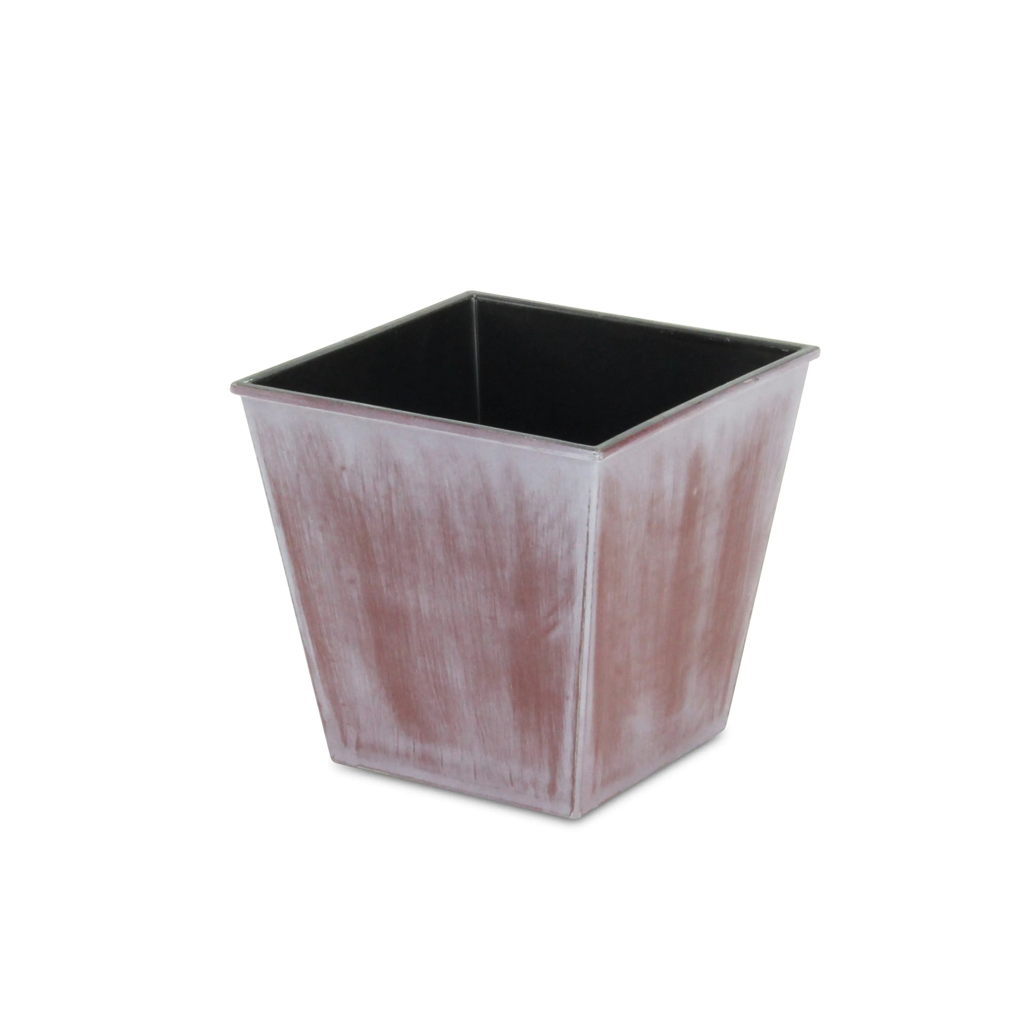 5" Brown and Off White Textural Tone On Tone Recycled Plastic Indoor Outdoor Square Pot Planter Homeroots Outdoor