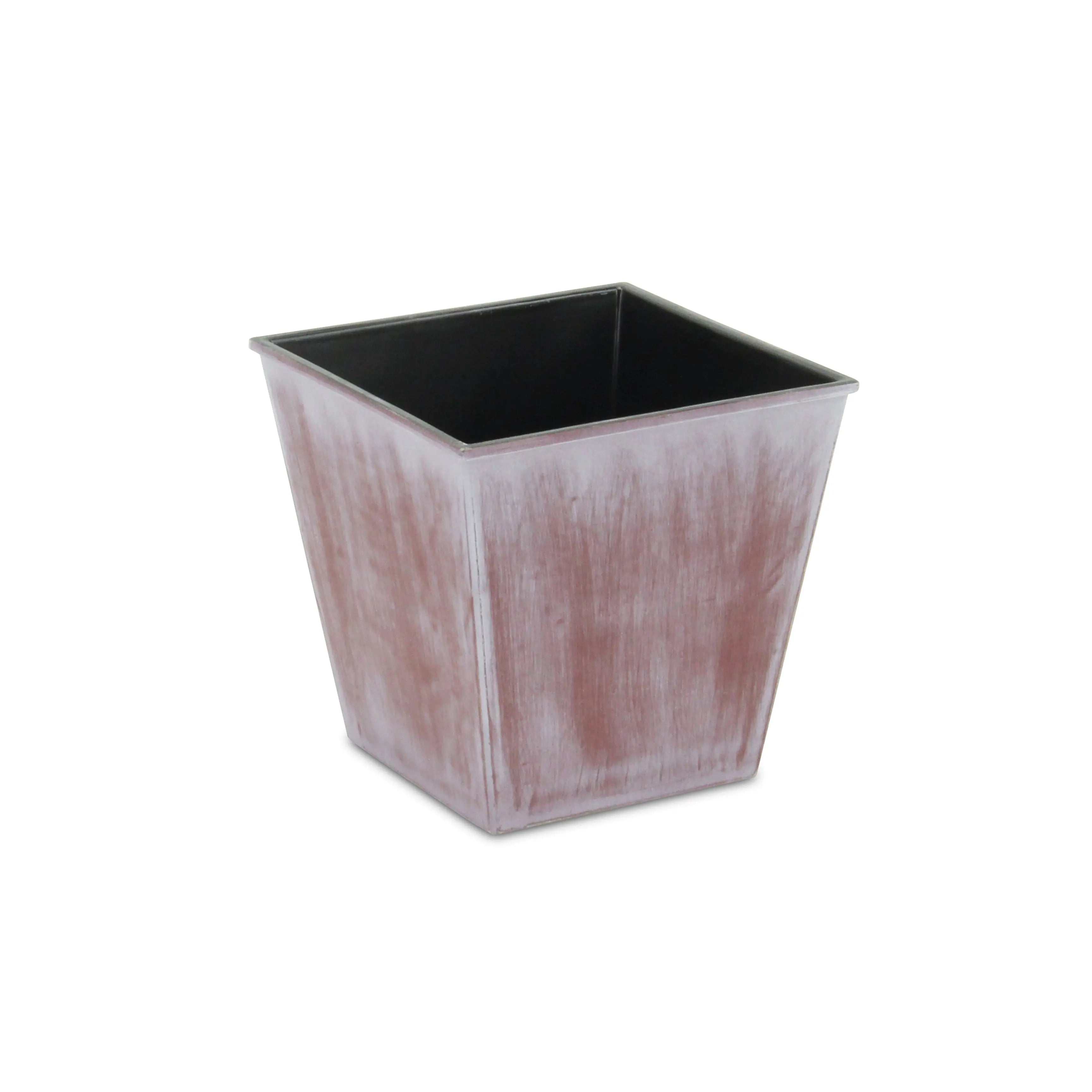 5" Brown and Off White Textural Tone On Tone Recycled Plastic Indoor Outdoor Square Pot Planter Homeroots Outdoor
