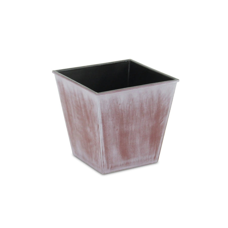 5" Brown and Off White Textural Tone On Tone Recycled Plastic Indoor Outdoor Square Pot Planter Homeroots Outdoor