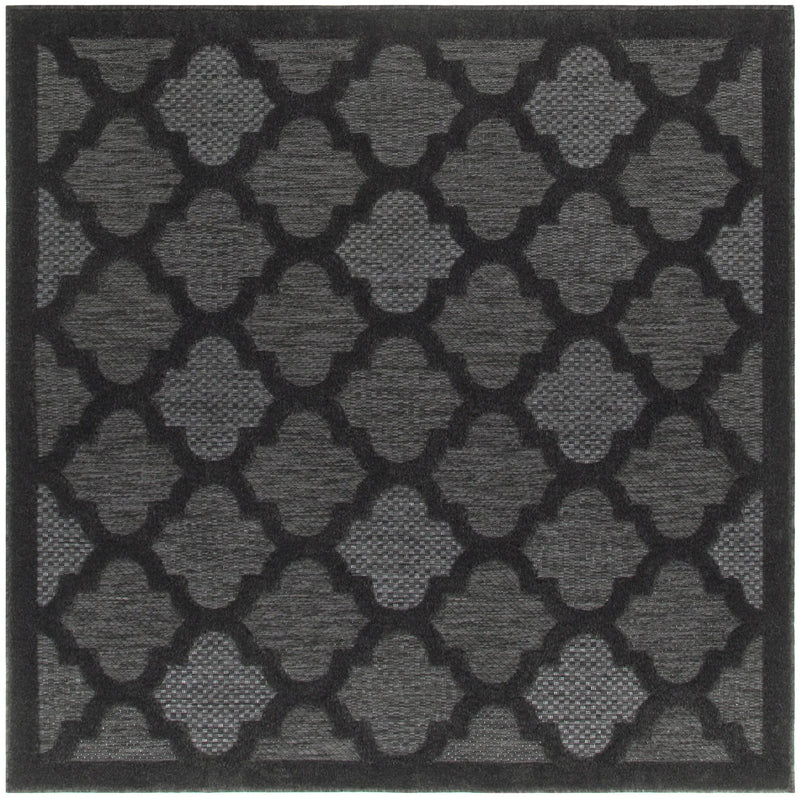 5' Charcoal And Black Square Trellis Indoor Outdoor Area Rug Homeroots Outdoor