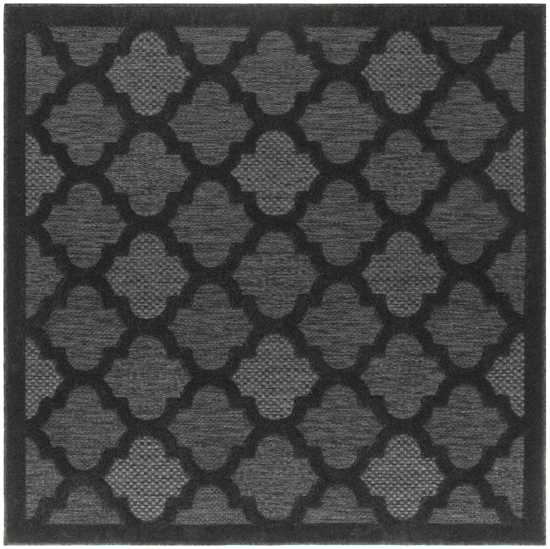 5' Charcoal And Black Square Trellis Indoor Outdoor Area Rug Homeroots Outdoor