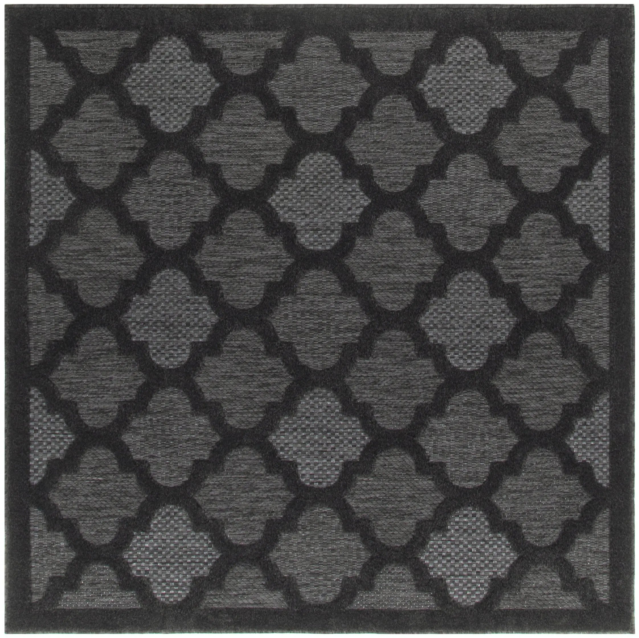 5' Charcoal And Black Square Trellis Indoor Outdoor Area Rug Homeroots Outdoor
