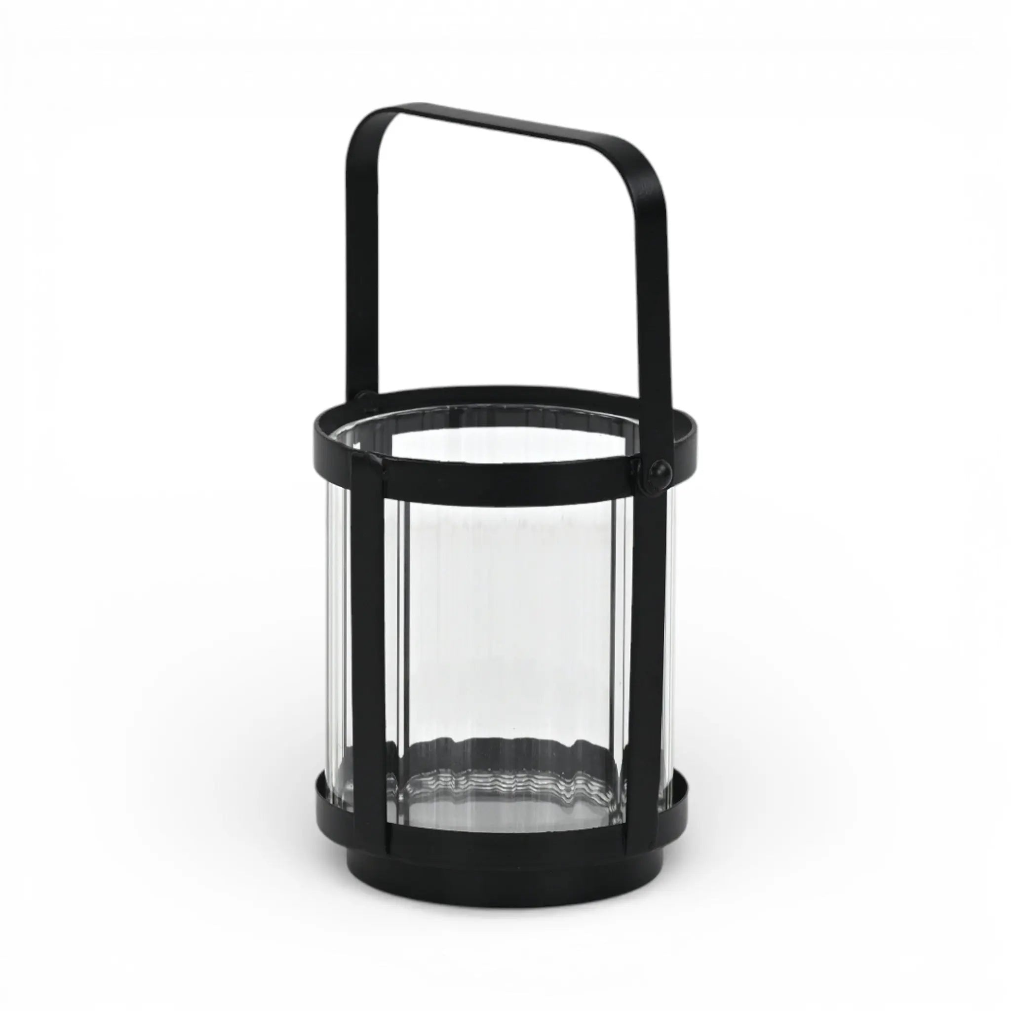 5" Clear And Black Glass And Metal Tabletop Lantern Candle Holder Homeroots Home Decor